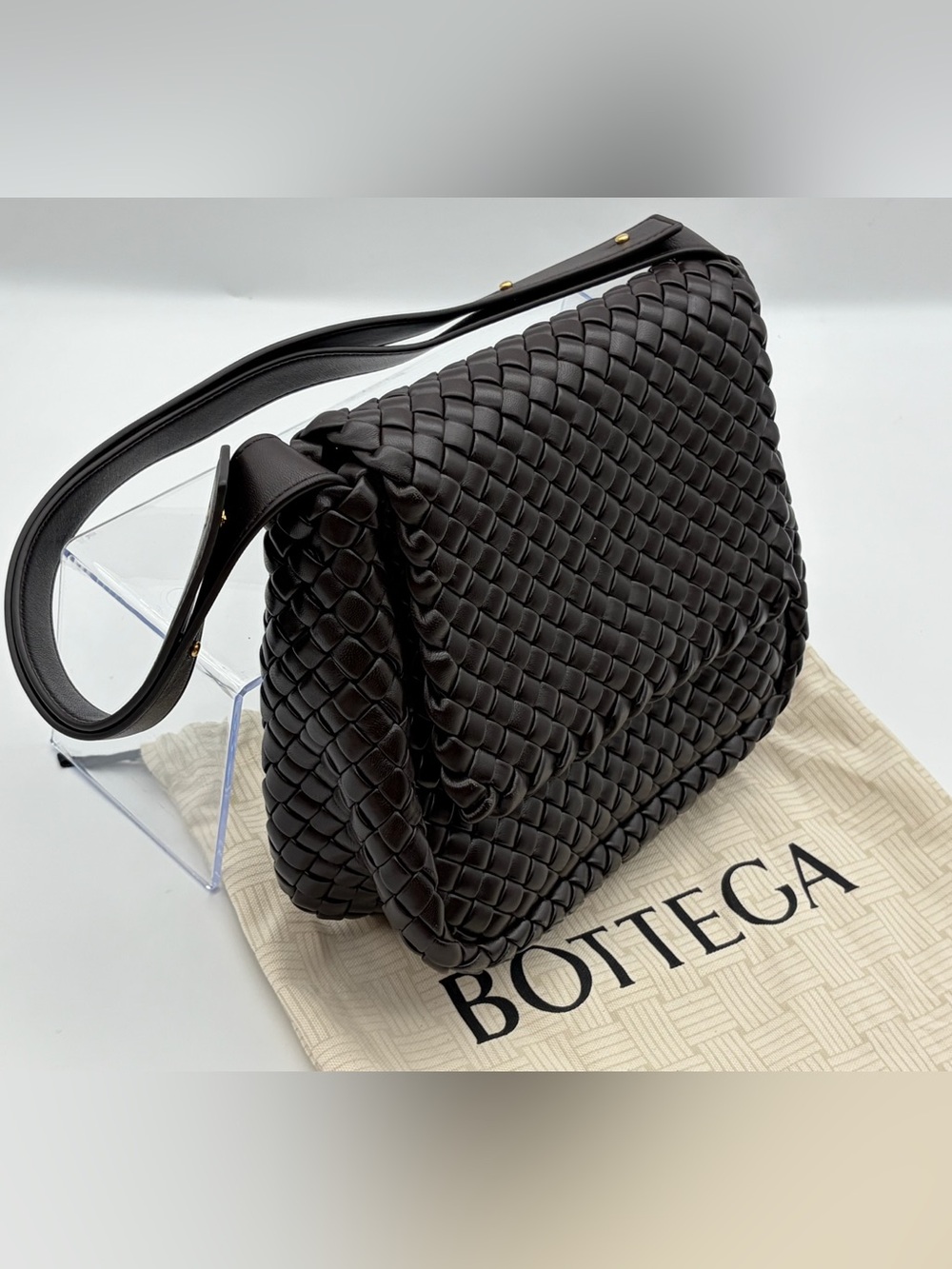 Bottega Veneta Intrecciato Nappa Leather Crossbody Messenger Bag Ebano